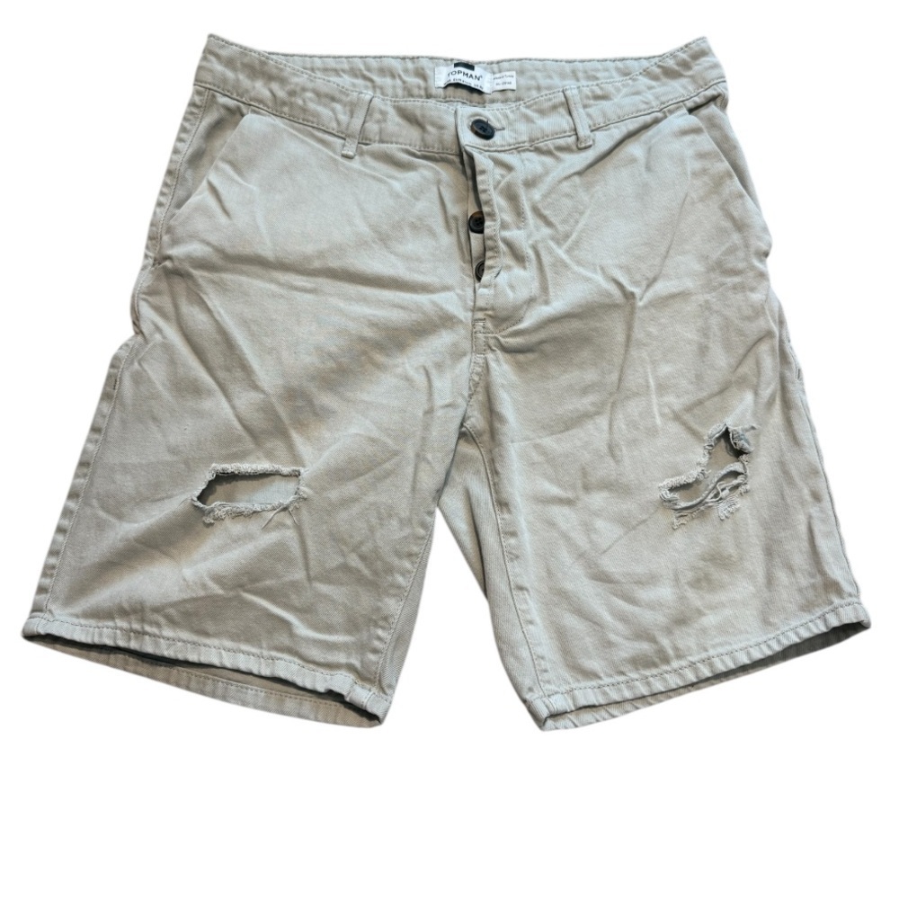 Topman Light Tan Distressed Short